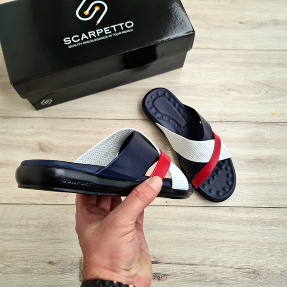 Premium Men's Sandal in Navy/White | Non Slippery - Picture 2 of 4